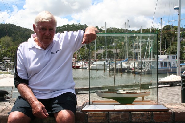 Veteran offshore yachtsman and talented boatbuilder Ray Lodge with the Northland Sailor of the Year 2009 trophy he collected in Whangarei today.